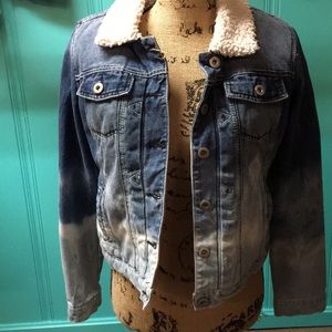 One of a kind bleach dipped denim coat sz S/M